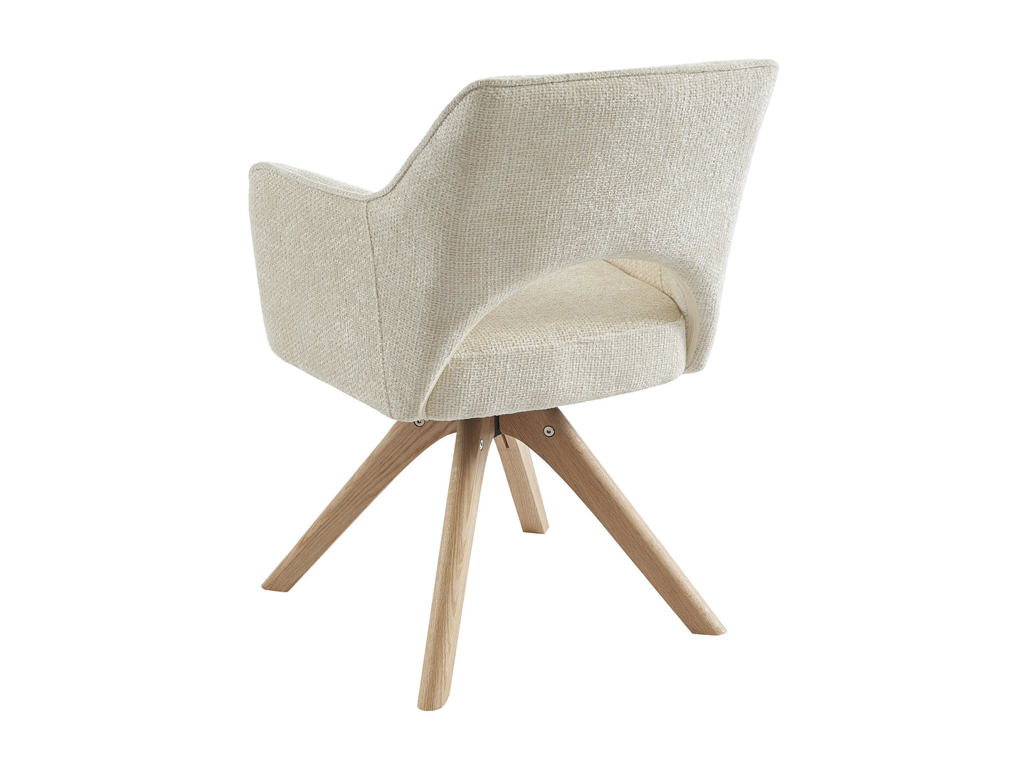 Chaise Pivotante Japandi Tissu Et Chêne Crème - Konya
