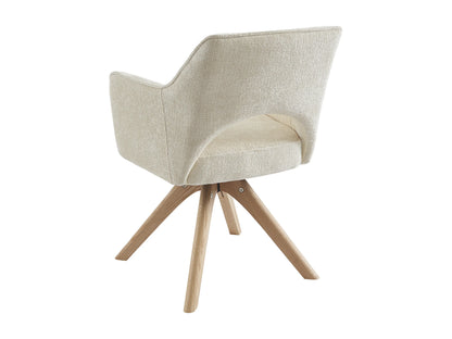 Chaise Pivotante Japandi Tissu Et Chêne Crème - Konya