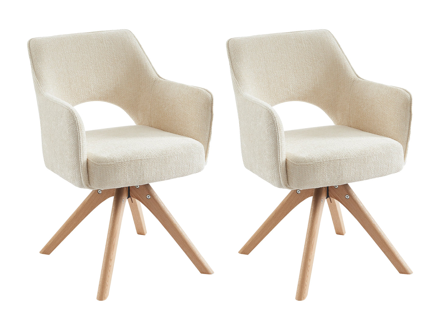 Chaise Pivotante Japandi Tissu Et Chêne Crème - Konya