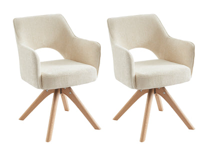 Chaise Pivotante Japandi Tissu Et Chêne Crème - Konya