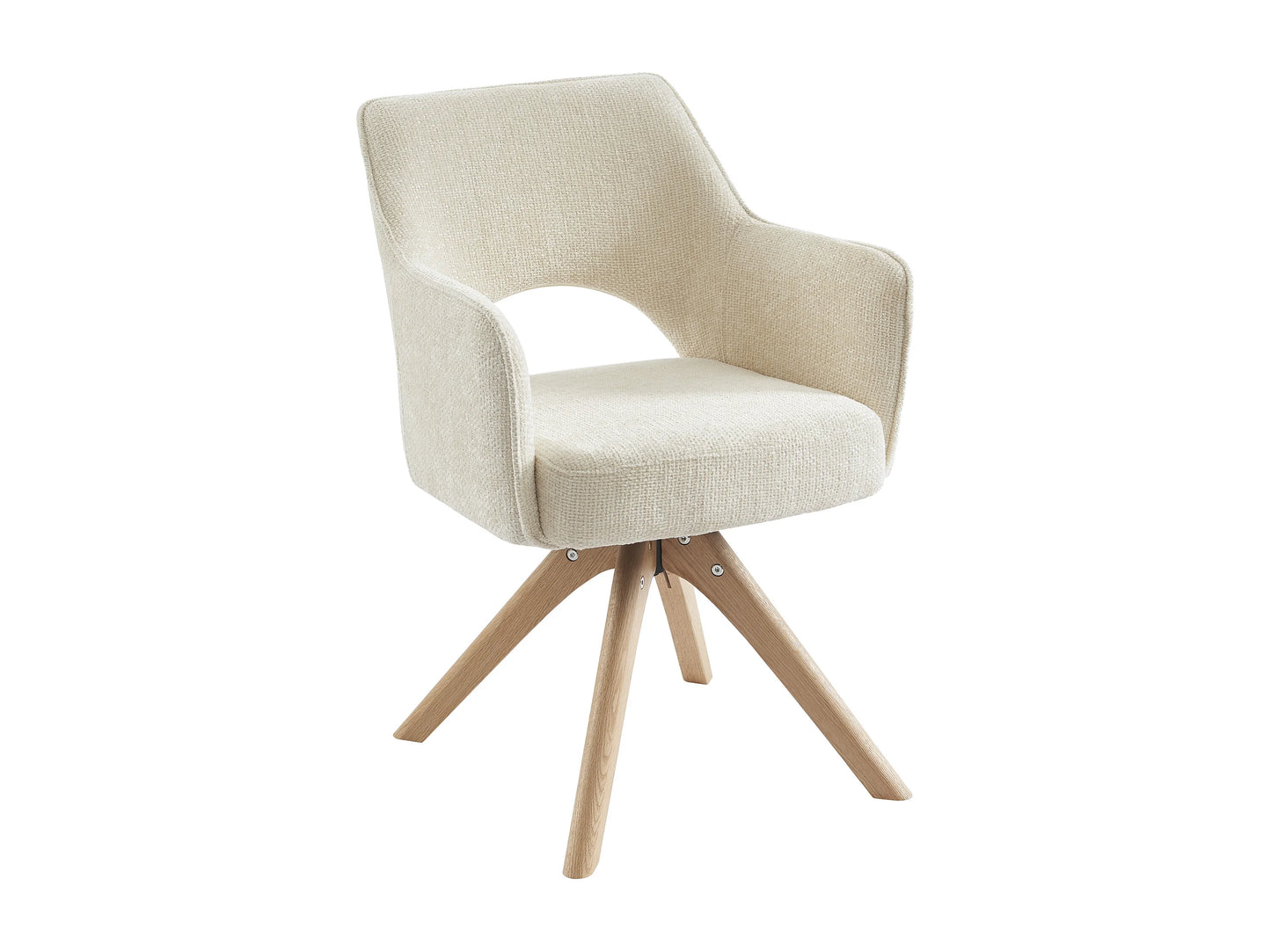 Chaise Pivotante Japandi Tissu Et Chêne Crème - Konya
