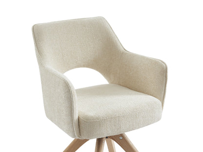 Chaise Pivotante Japandi Tissu Et Chêne Crème - Konya
