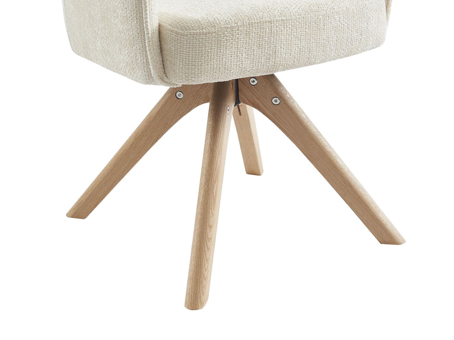 Chaise Pivotante Japandi Tissu Et Chêne Crème - Konya