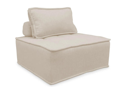 Fauteuil Japandi Chauffeuse Capitonnée Crème - Modulable