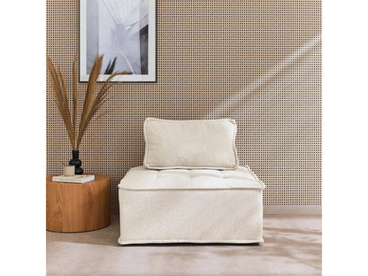 Fauteuil Japandi Chauffeuse Capitonnée Crème - Modulable