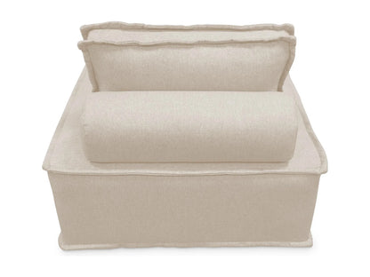 Fauteuil Japandi Chauffeuse Capitonnée Crème - Modulable