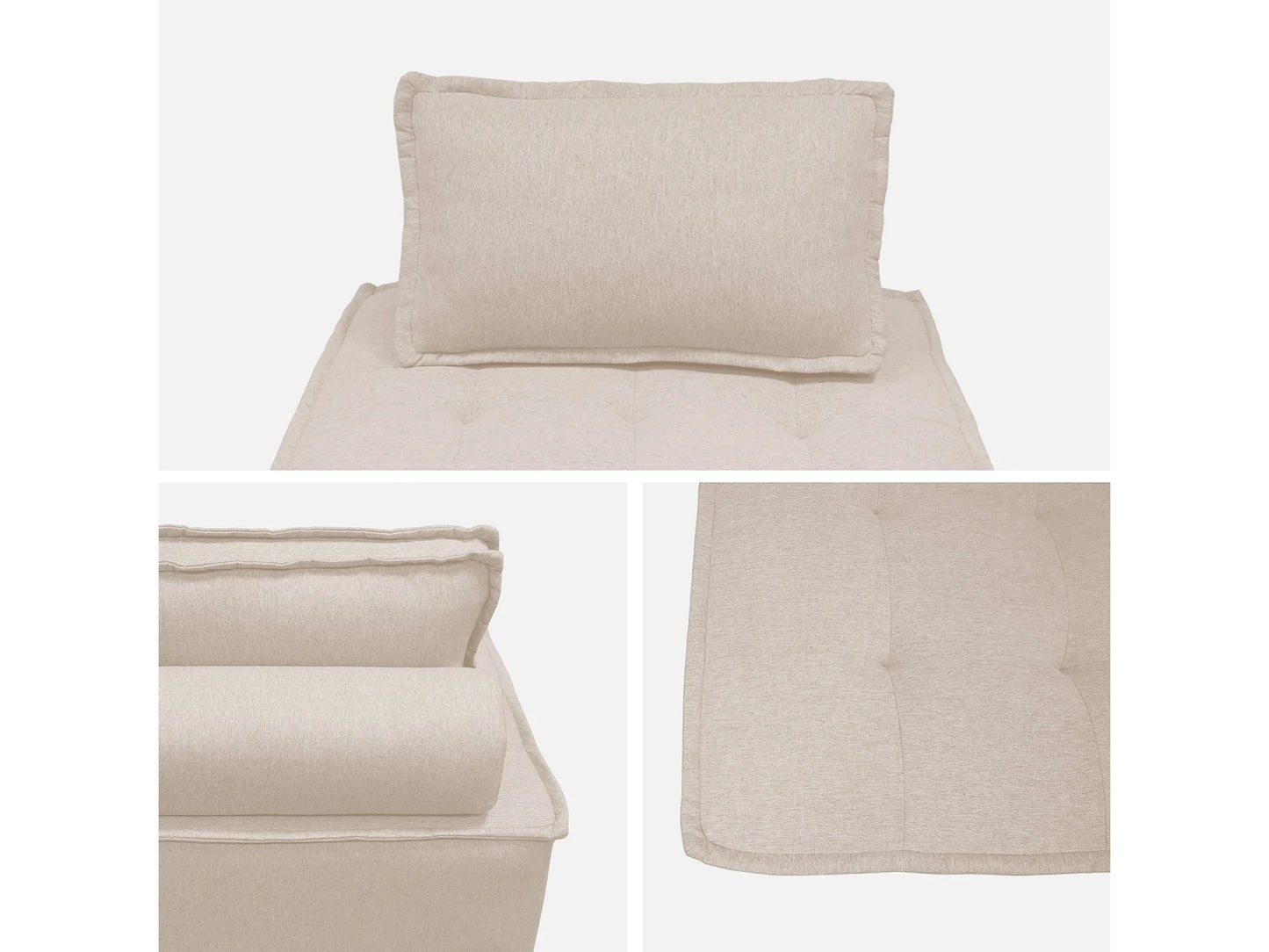 Fauteuil Japandi Chauffeuse Capitonnée Crème - Modulable