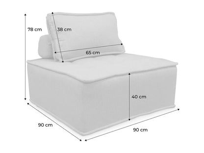 Fauteuil Japandi Chauffeuse Capitonnée Crème - Modulable