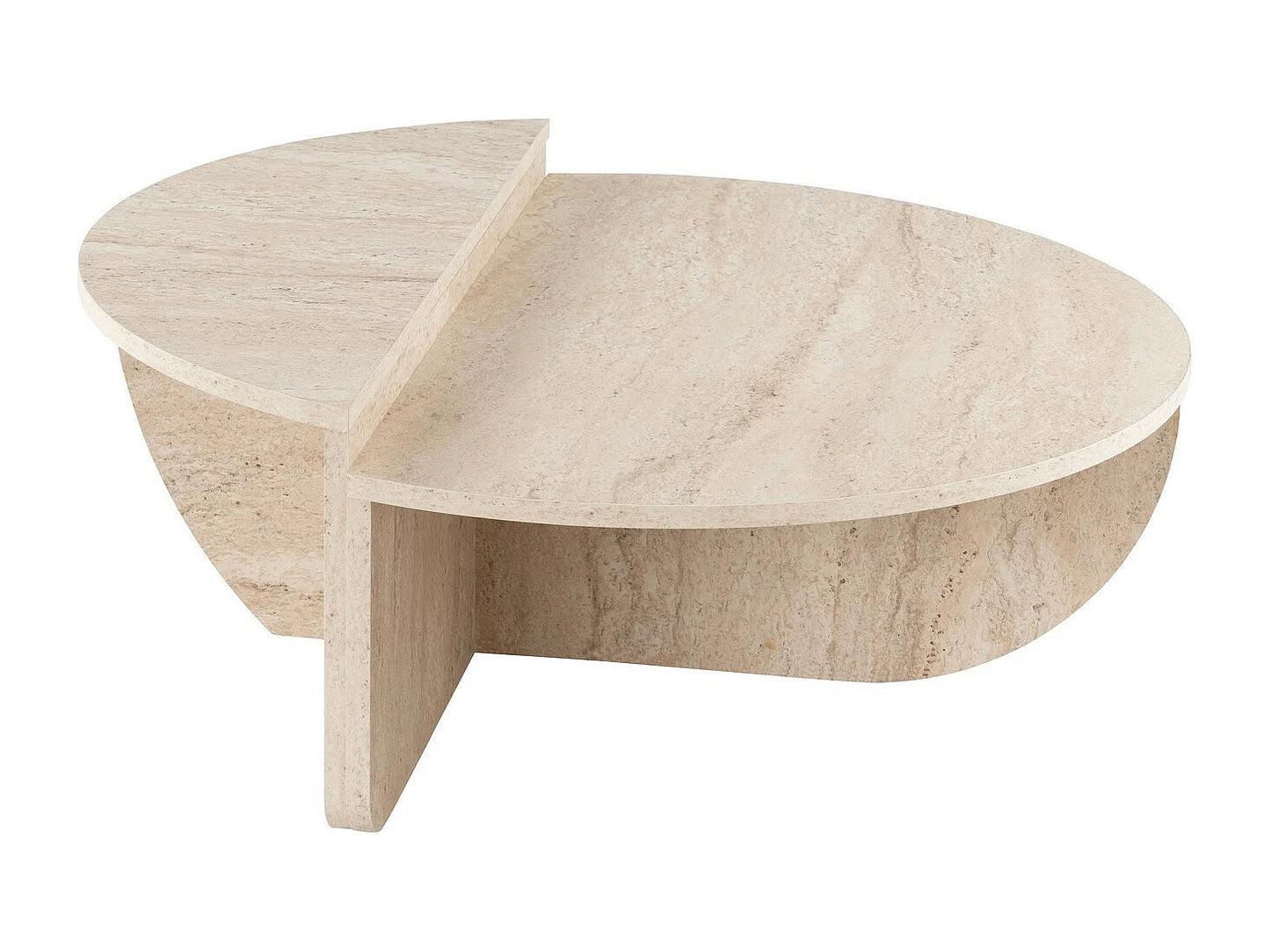 Lot de 2 Tables Basses Japandi Effet Travertin - Aloeva