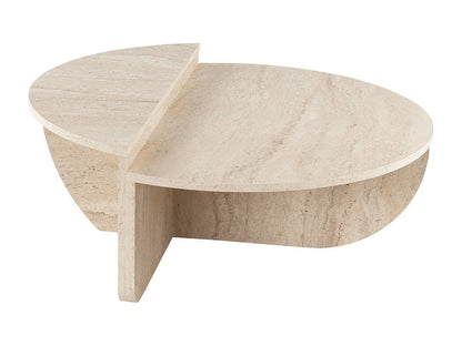 Lot de 2 Tables Basses Japandi Effet Travertin - Aloeva