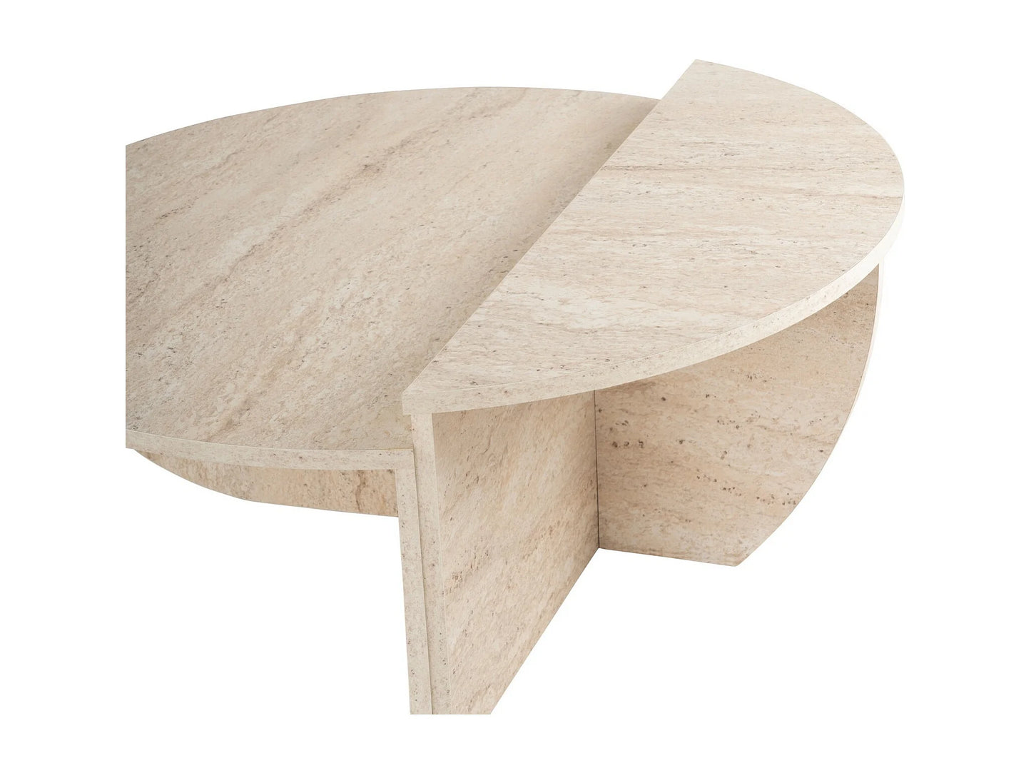 Lot de 2 Tables Basses Japandi Effet Travertin - Aloeva