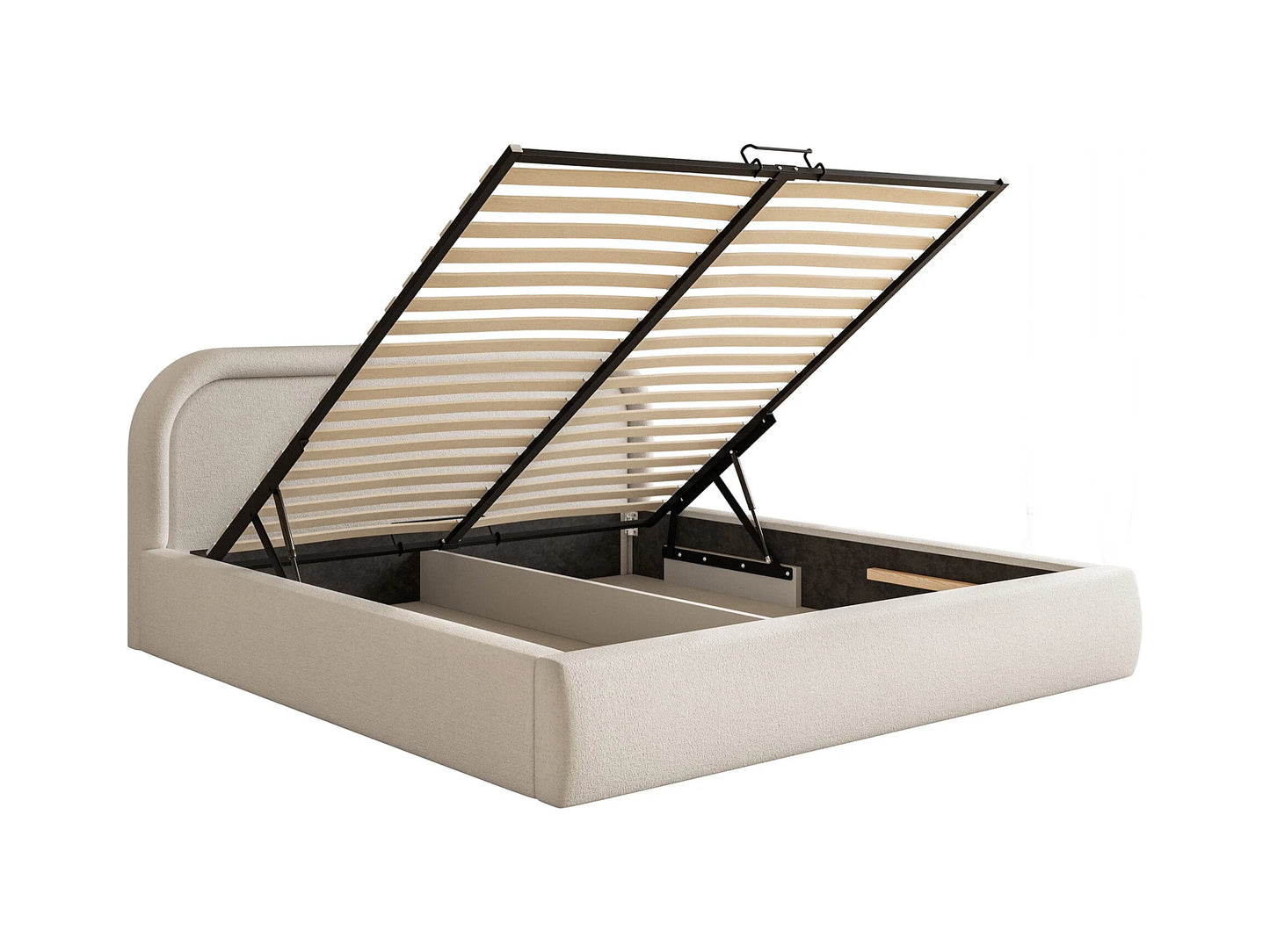 Lit Coffre Japandi avec tête de lit 160x200 Taupe – Ruvi