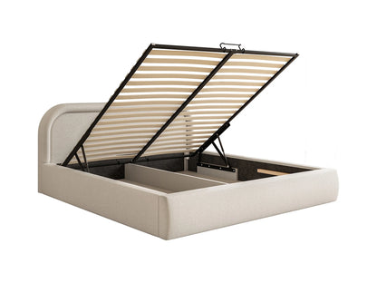 Lit Coffre Japandi avec tête de lit 160x200 Taupe – Ruvi
