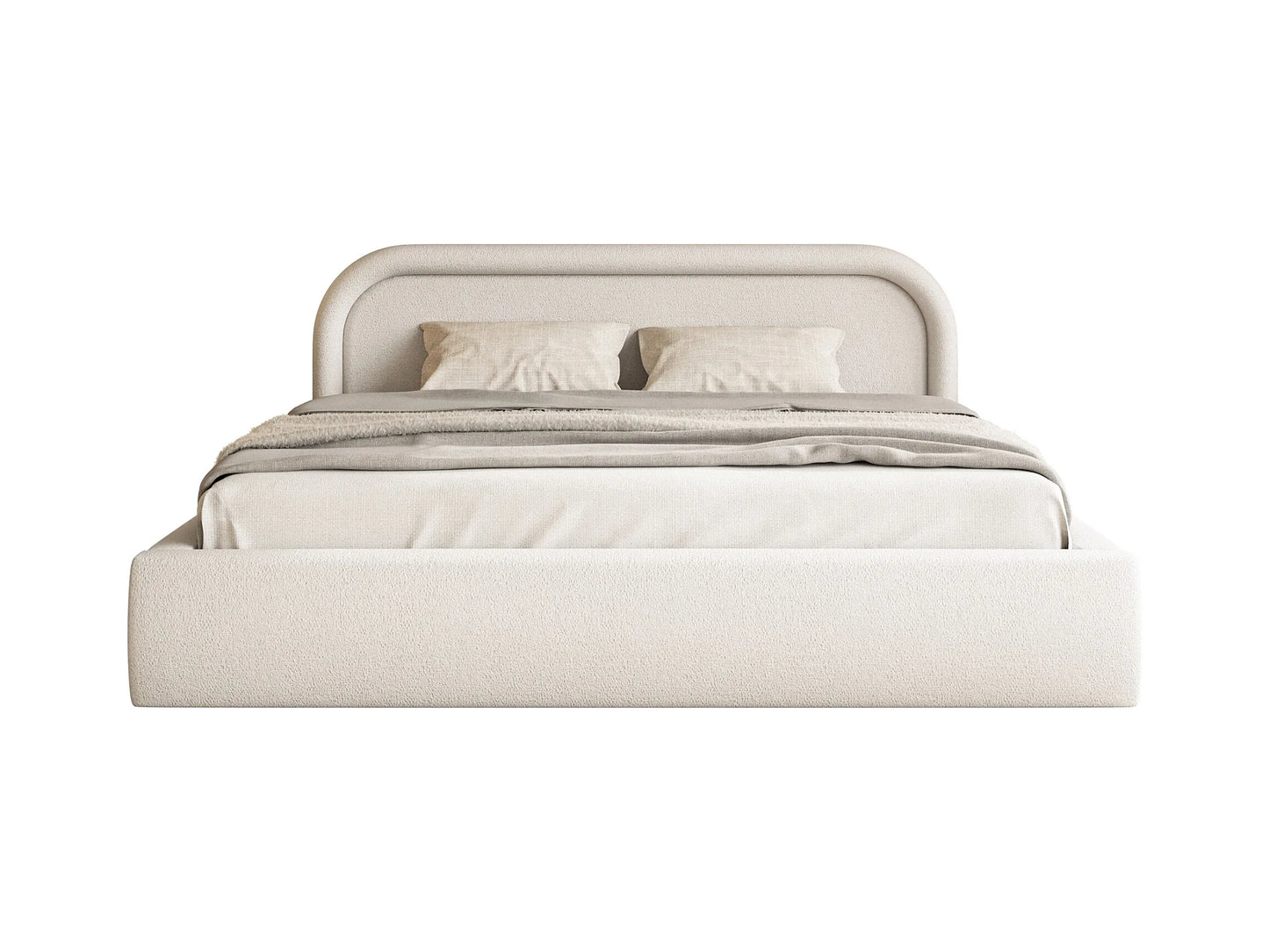 Lit Coffre Japandi avec tête de lit 160x200 Taupe – Ruvi