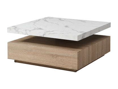 Table Basse Japandi Pivotante Carrée Effet Marbre - Kyria