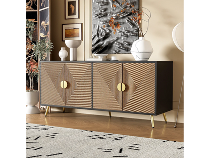 Buffet Bicolore Japandi Noir Et Naturel - Naturel