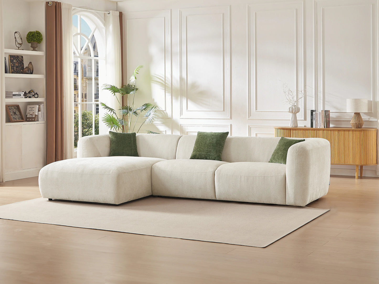 Canapé Japandi d'Angle Tissu Beige - Tancavo