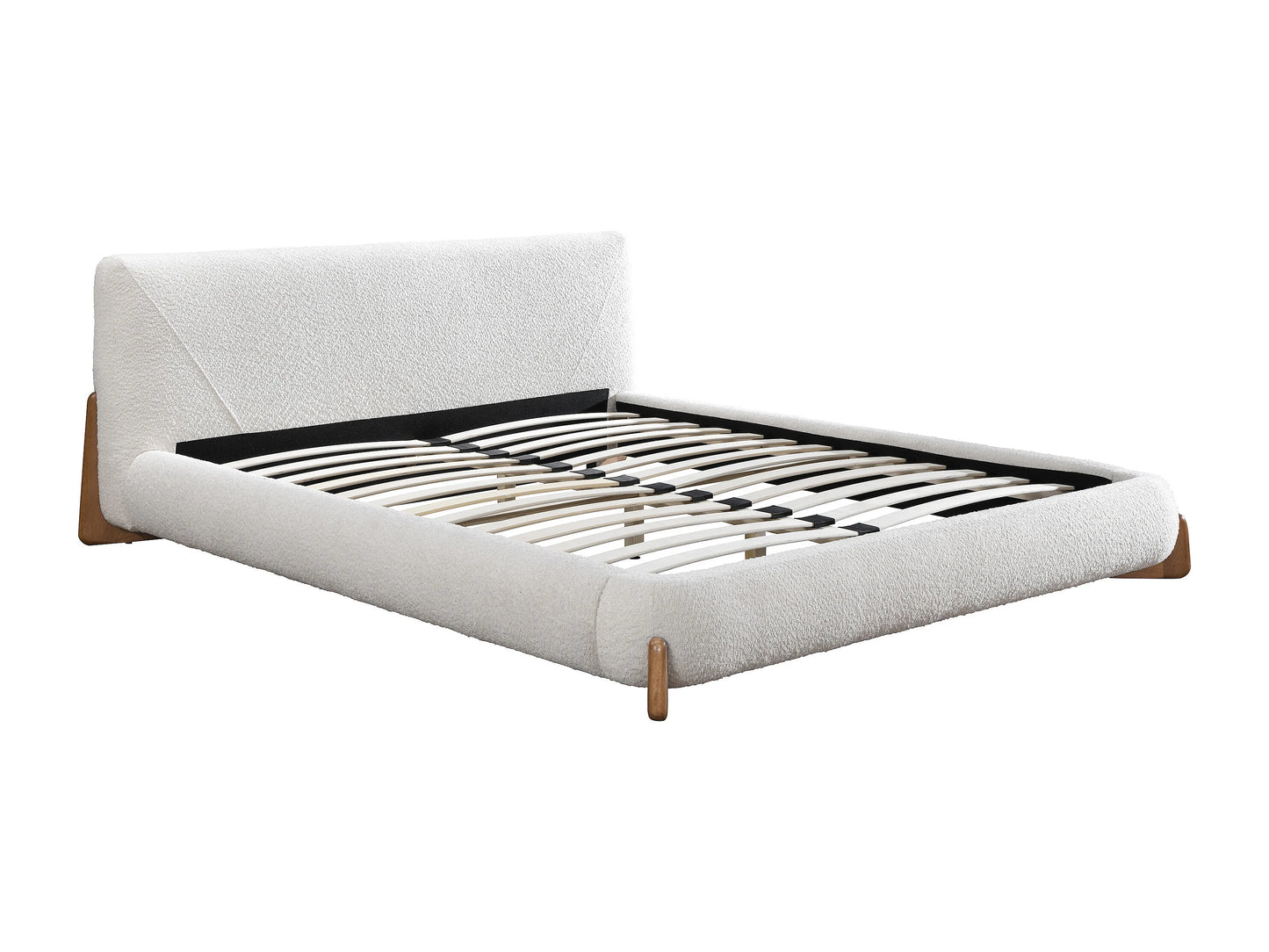 Lit Japandi Tissu Bouclette Blanc Naturel - Gamura
