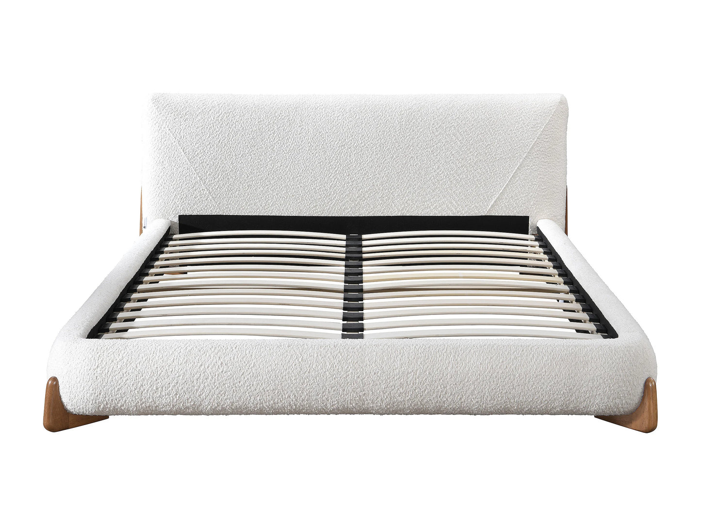 Lit Japandi Tissu Bouclette Blanc Naturel - Gamura