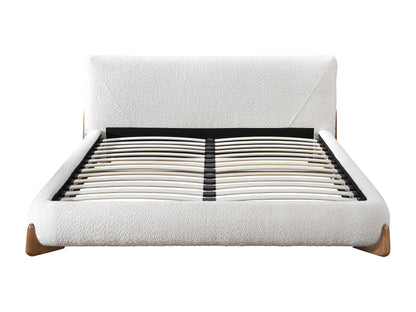 Lit Japandi Tissu Bouclette Blanc Naturel - Gamura