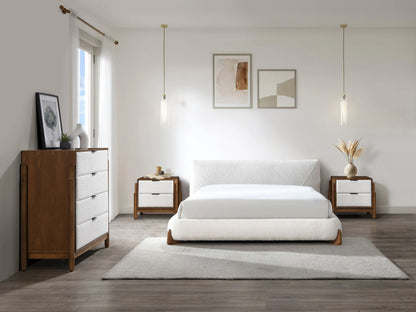 Lit Japandi Tissu Bouclette Blanc Naturel - Gamura