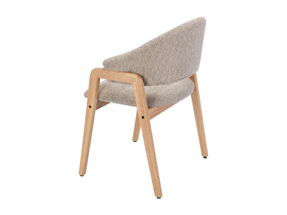 Duo Chaises Accoudoirs Japandi Bouclette Taupe - Soluna