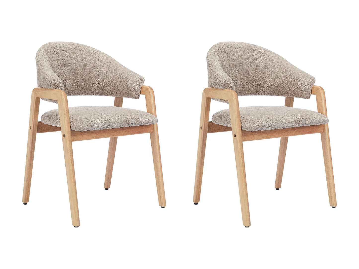 Duo Chaises Accoudoirs Japandi Bouclette Taupe - Soluna