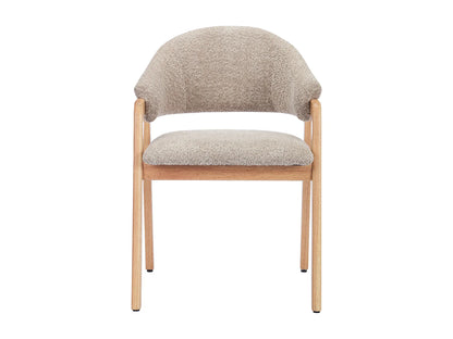 Duo Chaises Accoudoirs Japandi Bouclette Taupe - Soluna