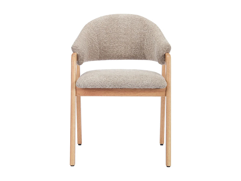 Duo Chaises Accoudoirs Japandi Bouclette Taupe - Soluna
