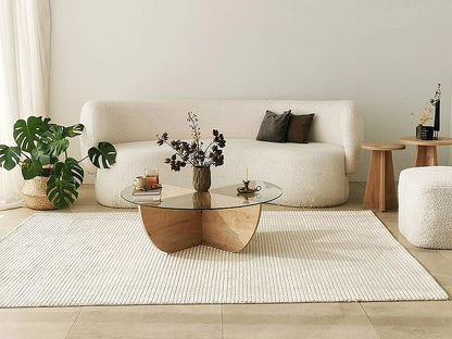 Table Basse Japandi Verre et Bois Clair - Aysun