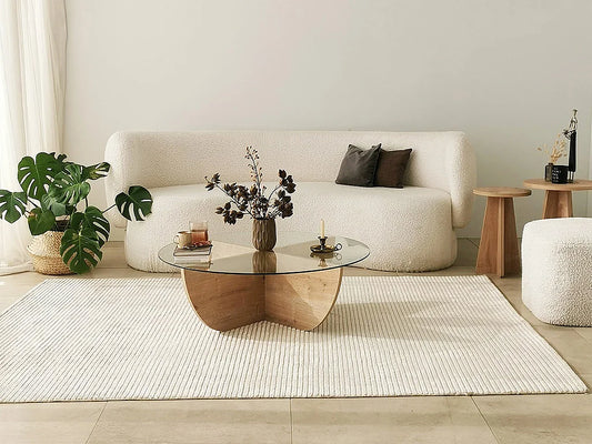 Table Basse Japandi Verre et Bois Clair - Aysun