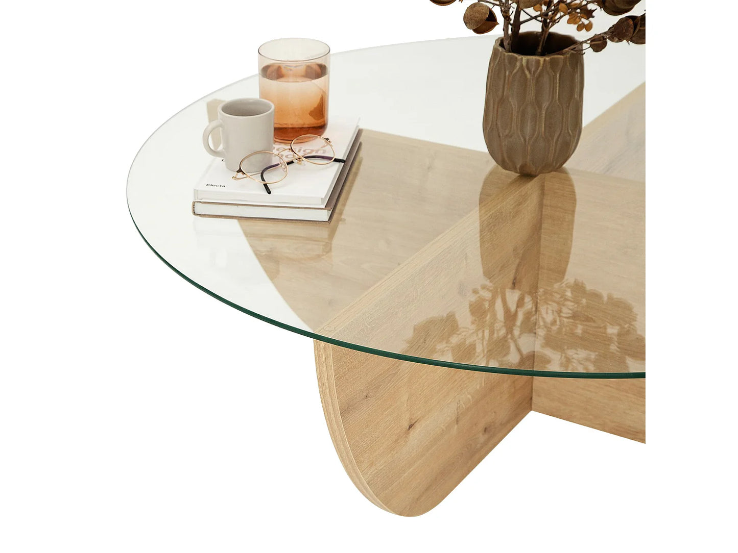 Table Basse Japandi Verre et Bois Clair - Aysun