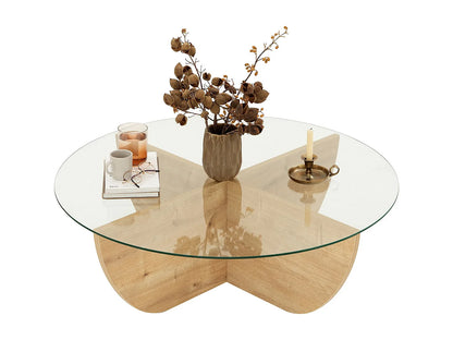 Table Basse Japandi Verre et Bois Clair - Aysun