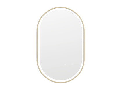 Miroir Ovale Japandi Contour Doré Lumineux - Alarico