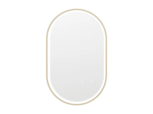 Miroir Ovale Japandi Contour Doré Lumineux - Alarico