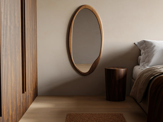 Miroir Ovale Japandi Hévéa Naturel - Fujian