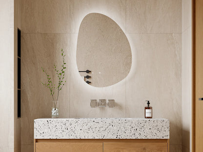 Miroir Asymétrique Japandi LED Salle De Bain - Inacia