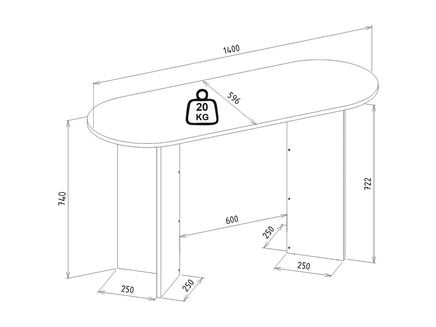 Bureau Console Japandi Naturel Clair - Topania