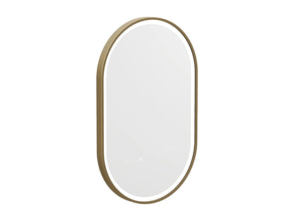 Miroir Ovale Japandi Contour Doré Lumineux - Alarico