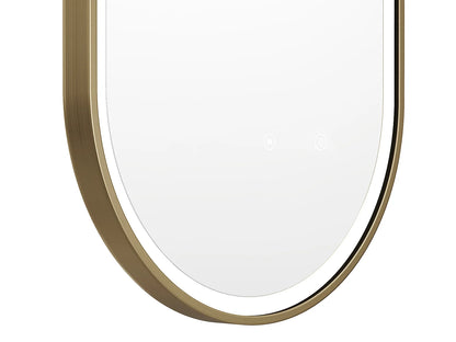 Miroir Ovale Japandi Contour Doré Lumineux - Alarico
