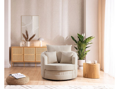Fauteuil Japandi Love Seat Côtelé Beige - Ted
