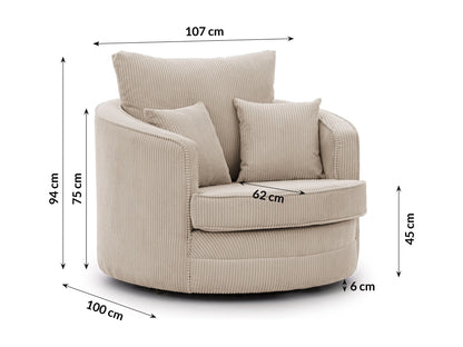 Fauteuil Japandi Love Seat Côtelé Beige - Ted