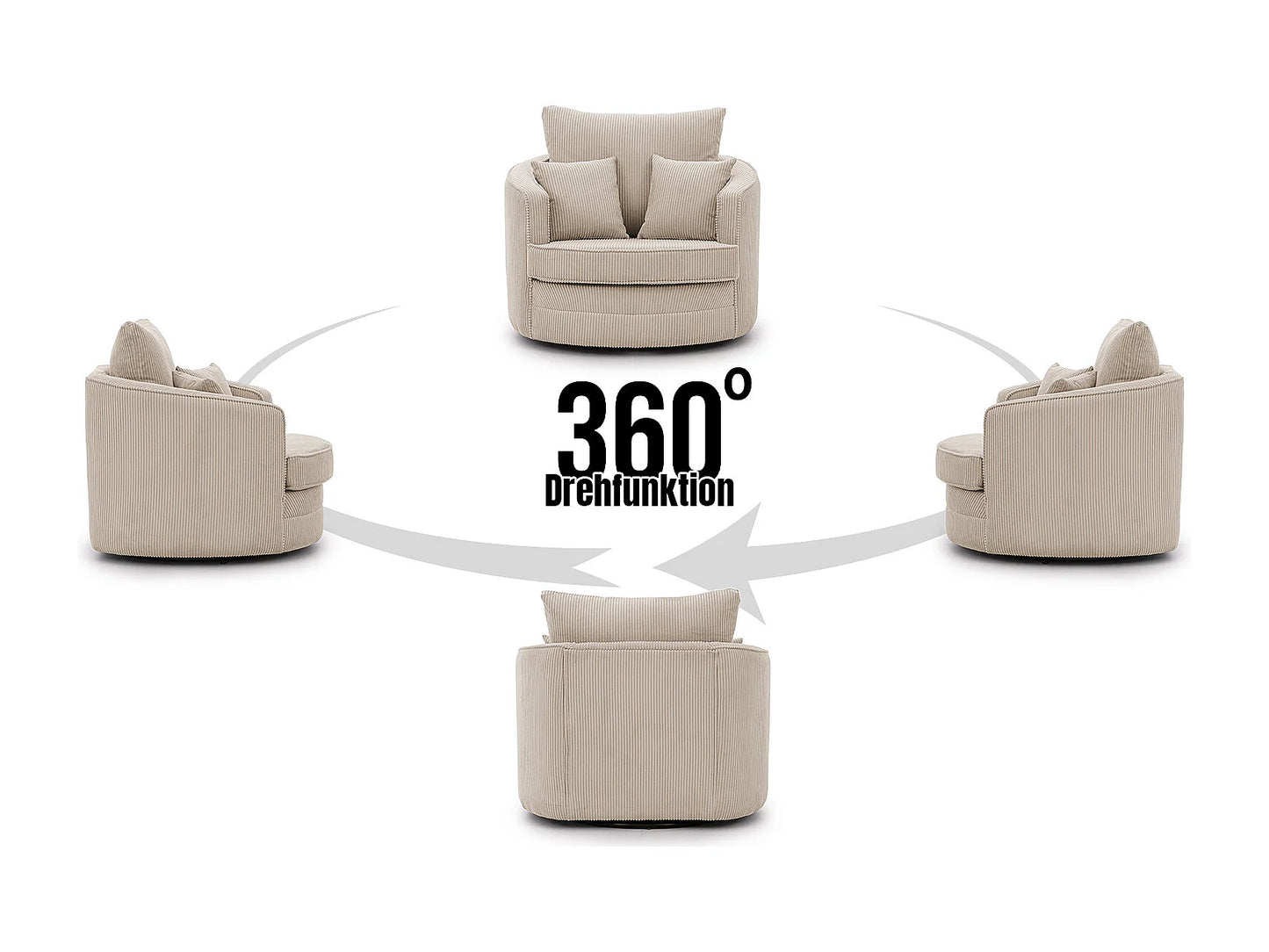 Fauteuil Japandi Love Seat Côtelé Beige - Ted