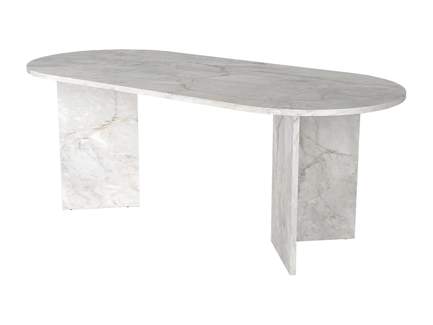 Table Manger Japandi Effet Marbre Blanc - Topania