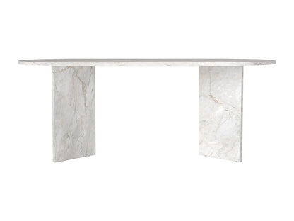 Table Manger Japandi Effet Marbre Blanc - Topania
