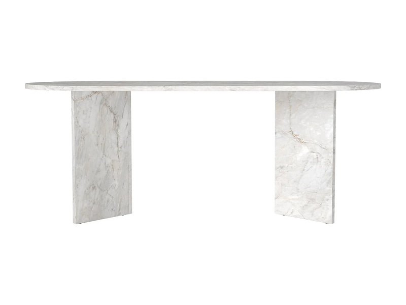 Table Manger Japandi Effet Marbre Blanc - Topania