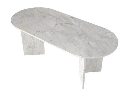 Table Manger Japandi Effet Marbre Blanc - Topania