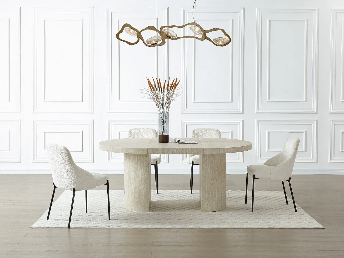 Table Extensible Japandi Mdf Effet Travertin - Sidrina