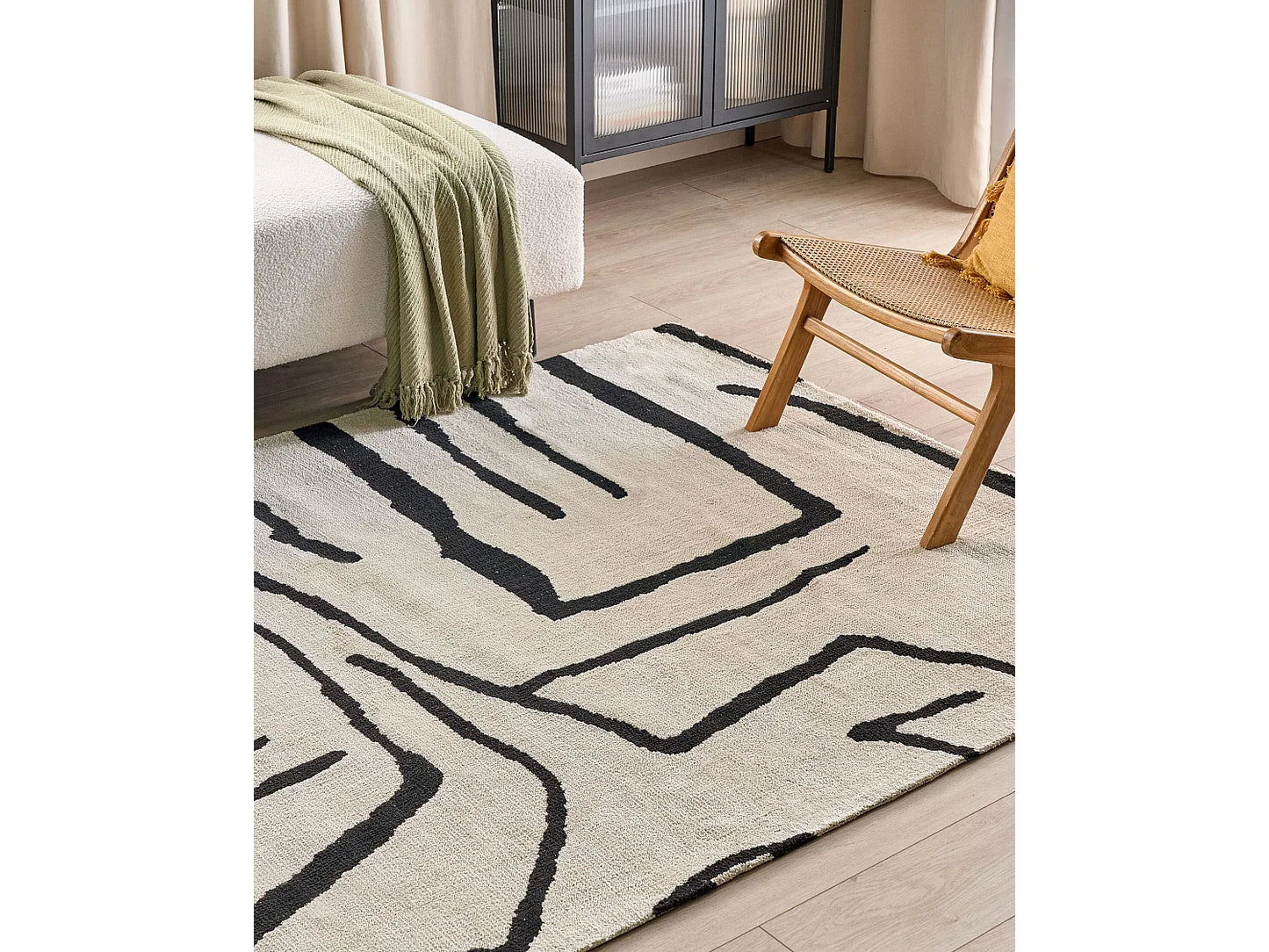 Tapis Japandi Graphique Beige Noir - Kolpur