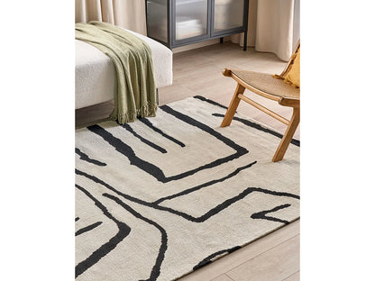Tapis Japandi Graphique Beige Noir - Kolpur